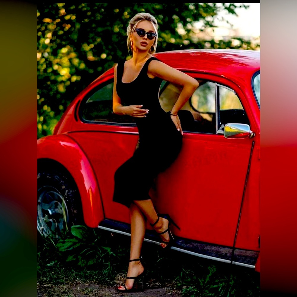 Black Backless Bandage Dress Open Back Dress (XL)